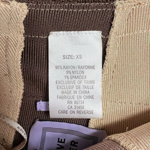 Herve Leger One Shoulder Mini Bandage Dress Ombré Tan Brown Size XS - Picture 8 of 12